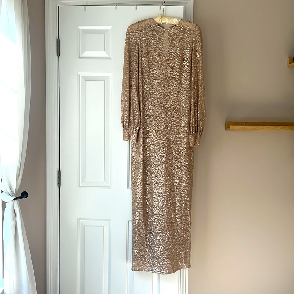 Vera Wang Long Sleeve Sequence Dress